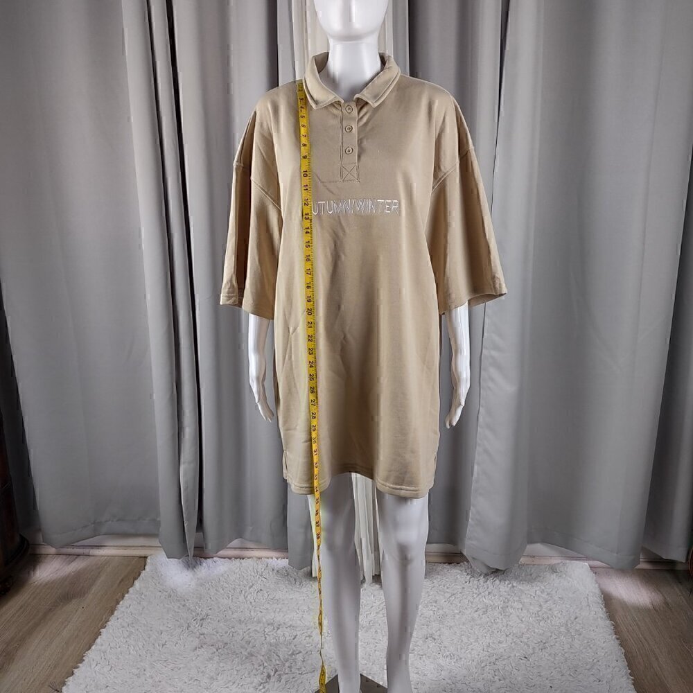 Fashion Nova Taupe One For Two T Shirt Autumn/Winter Dress Size M (NWT) - Picture 6 of 12